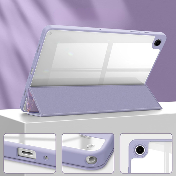 Etui Smartcase Hybrid do Samsung Galaxy Tab A9+, z miejscem na rysik – fioletowe Marble