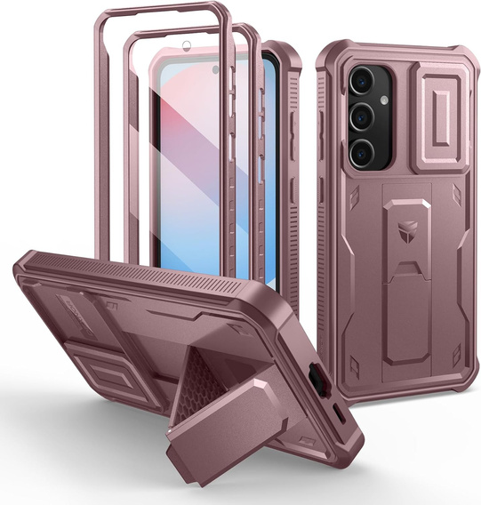 Etui pancerne do Samsung Galaxy S24 FE, Dexnor Full Body (Two Frames), różowe rose gold