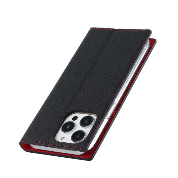 Etui z klapką do iPhone 14 Pro Max, Litchi Skin Grain, czarne