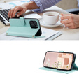 Etui z klapką do iPhone 16 Pro Max, Rhombus Crossbody Leather, zielone