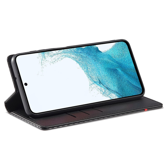 Etui z klapką LC.IMEEKE do Samsung Galaxy A17 5G, z fakturą karbonu, czarne