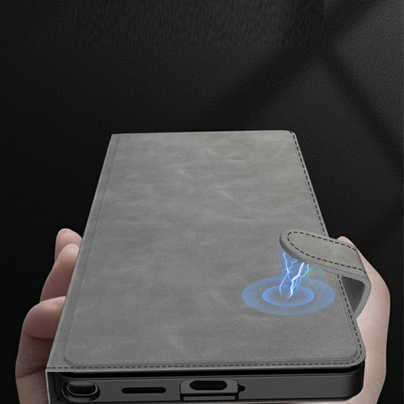 Etui GKK do Samsung Galaxy S25 Ultra z klapką, kieszenią i podstawką – szare