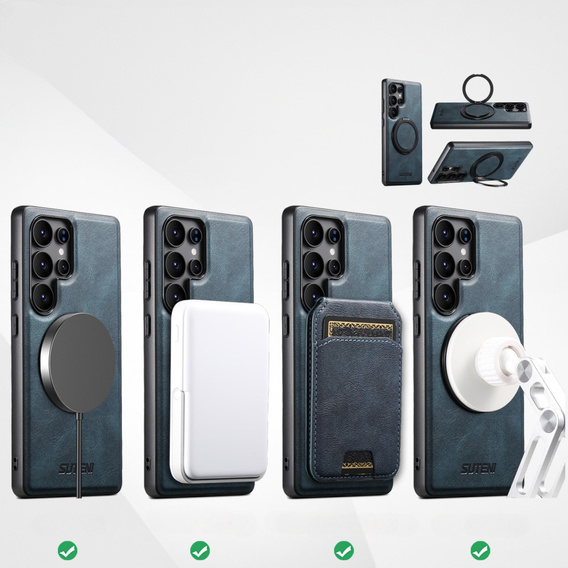 Etui Suteni G3 do Samsung Galaxy S25 Ultra z podstawką i MagSafe – niebieskie