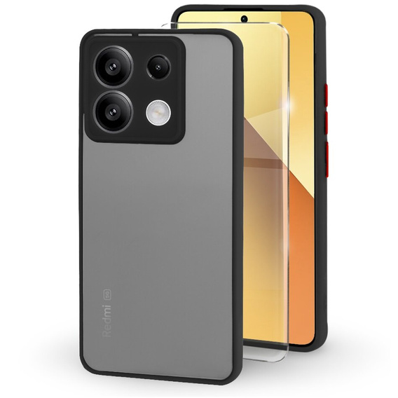 Etui silikonowe do Xiaomi Redmi Note 13 5G, z ochroną aparatu, przezroczyste / czarne + Szkło hartowane 9H