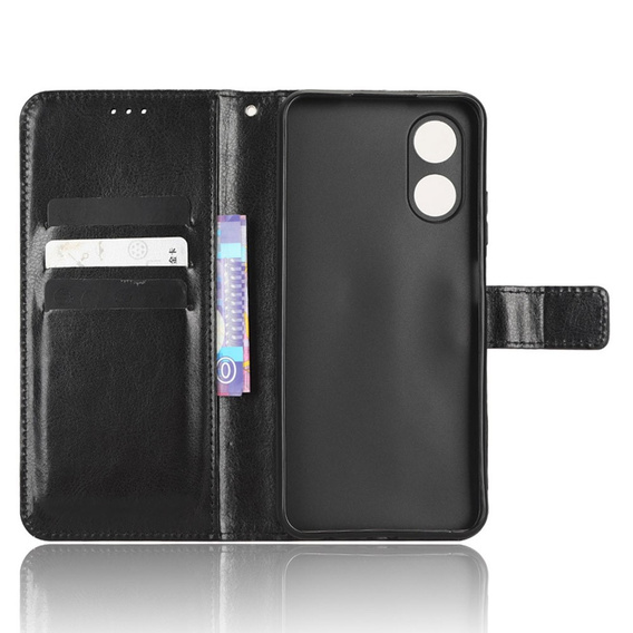 Etui z klapką do Oppo A17, Crazy Horse Wallet, czarne
