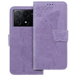 Etui z klapką do Xiaomi Poco F6 Pro, Butterfly, fioletowe