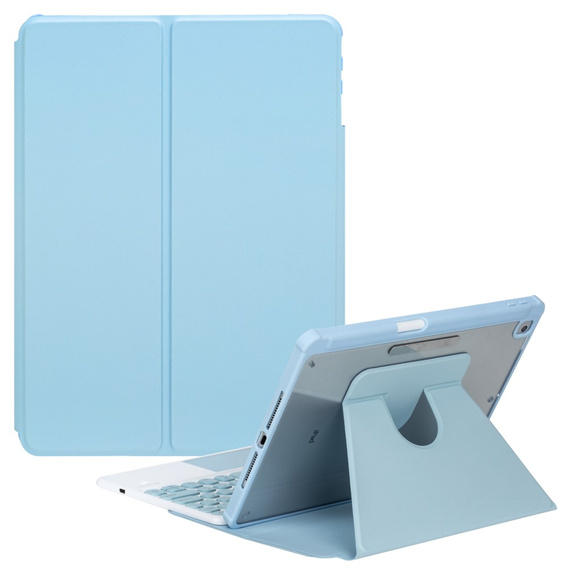 Etui z klawiaturą do iPad 11" 2025 A16 (11 gen.) / iPad 10.9" 2022 (10 gen.), Rotary 360° Leather Touchpad, jasnoniebieskie