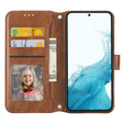 Etui z klapką do Samsung Galaxy A25 5G, Wallet Zipper Pocket, z paskiem na ramię, brązowe