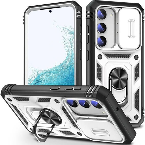 Etui pancerne do Samsung Galaxy S23, CamShield Slide, CamShield Slide, białe / czarne