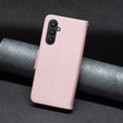 Etui z klapką do Samsung Galaxy A25 5G, Wallet Litchi Leather, różowe + szkło 9H