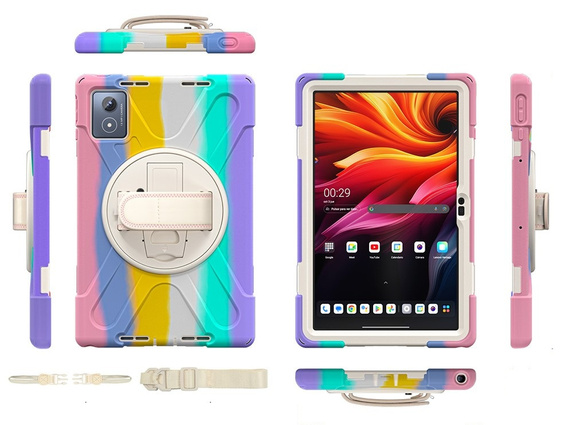 Pancerne etui do Lenovo Tab K11 Plus z podstawką i paskiem – wielokolorowe
