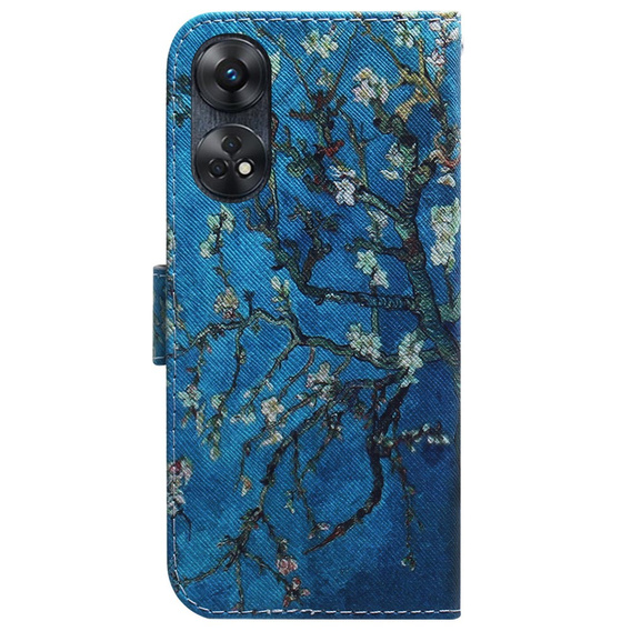 Etui z klapką do Oppo Reno8 T 4G, Wallet, Sakura niebieskie