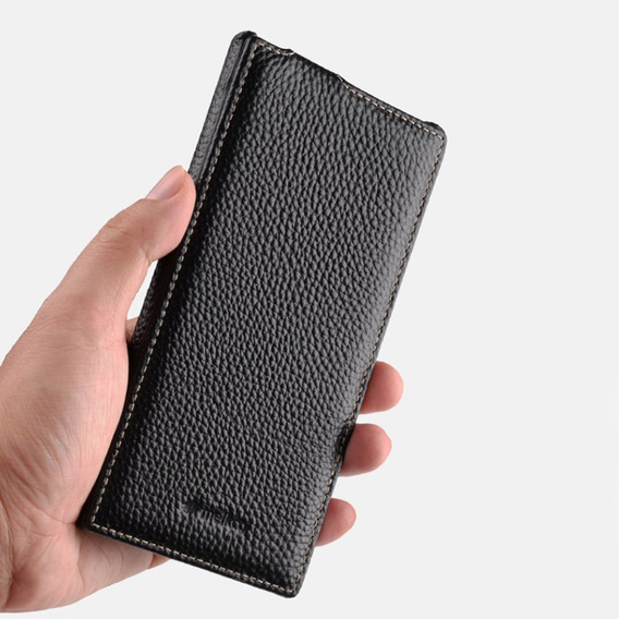 Etui MELKCO z klapką do Samsung Galaxy S24 Ultra, skórzane, flip, czarne