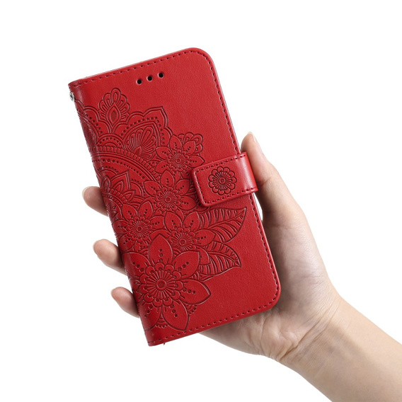 Etui z klapką do Samsung Galaxy A13 4G, Mandala, czerwone