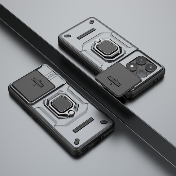 Etui KickStand Camera Lens do Xiaomi Poco F6 Pro, szare