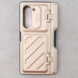 Etui do Samsung Galaxy Z Fold5 5G, Kickstand case, z podstawką i szkłem, złote