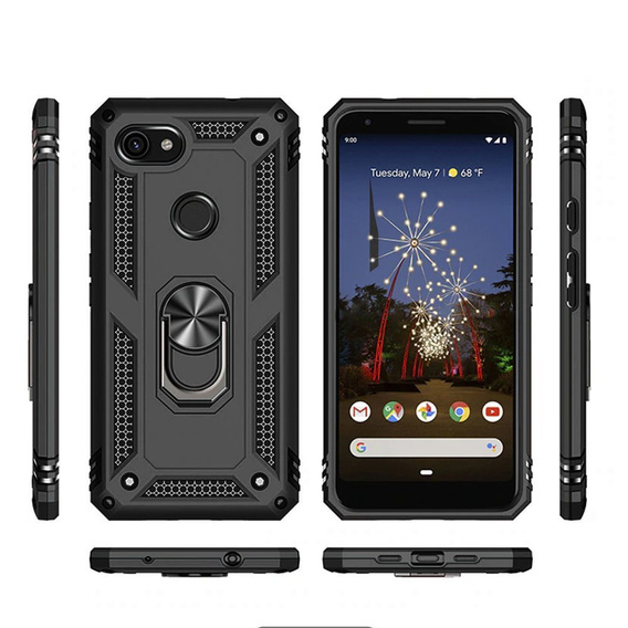 Etui pancerne do do Google Pixel 3A, Nox Case Ring, czarne