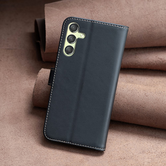 Etui z klapką do Samsung Galaxy A25 5G, BINFEN Wallet, czarne + szkło 9H