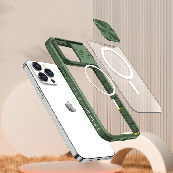 Etui do iPhone 14 Pro Max, Slide Camera Magsafe, zielone
