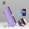 Etui z klapką do Realme 14 Pro 5G, Wallet Zipper Pocket, fioletowe