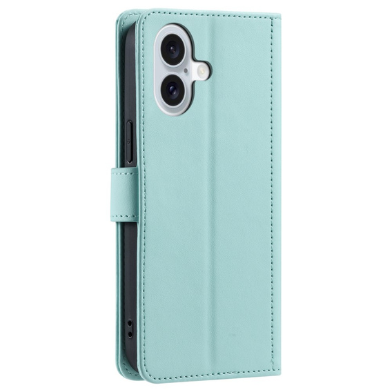 Etui z klapką do iPhone 16 Plus, Rhombus Crossbody Leather, zielone