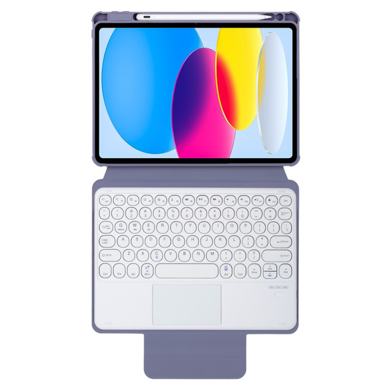 Etui z klawiaturą do iPad 11" 2025 A16 (11 gen.) / iPad 10.9" 2022 (10 gen.), Rotary 360° Leather Touchpad, fioletowe