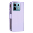 Etui z klapką do Xiaomi Redmi Note 13 Pro 4G / Xiaomi Redmi Note 14S / Xiaomi Poco M6 Pro 4G, Wallet Zipper Pocket, fioletowe
