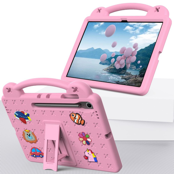 Etui ochronne z pianki EVA do Samsung Galaxy Tab S10 FE+ – dziecięce, z podstawką i uchwytem - różowe