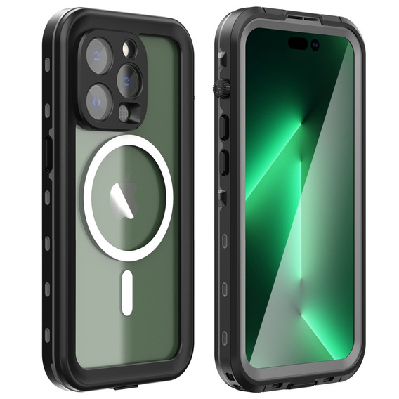 Etui wodoodporne do iPhone 14 Pro, Redpepper, do MagSafe, czarne