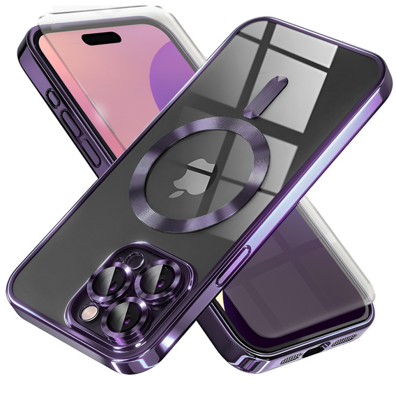 Etui do iPhone 16 Pro, Electro MagSafe, fioletowe + Szkło na ekran