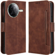 Etui z klapką do Xiaomi Poco F7 Ultra, Card Slot, brązowe