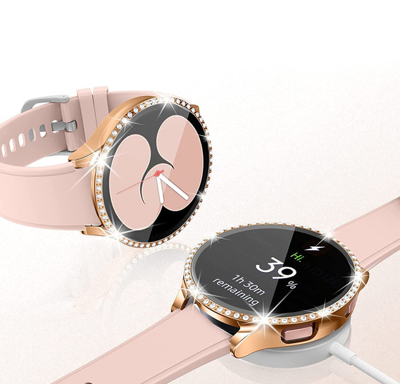2w1 Etui + Szkło Hartowane do Samsung Galaxy Watch 6 40mm, Różowe Złoto