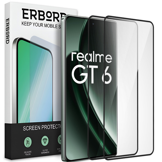 2x Szkło Hartowane ERBORD 3D do Realme GT 6 – ochrona całego ekranu