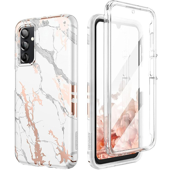 Etui do Samsung Galaxy A14 4G/5G, Suritch Full Body Marble, białe
