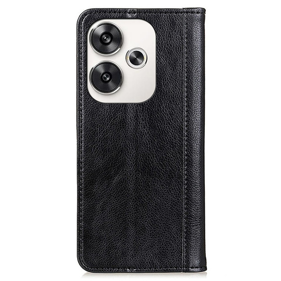 Etui z klapką do Xiaomi Poco F6, Split Leather, czarne