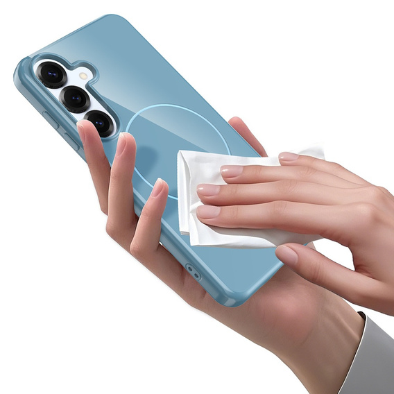 Etui do Samsung Galaxy S25 FE, Silicone Lite, do MagSafe ze smyczką, niebieskie