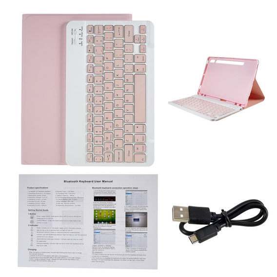 Etui z klawiaturą do Samsung Galaxy Tab S7 T870/T875 / S8, Pen Slot, różowe rose gold