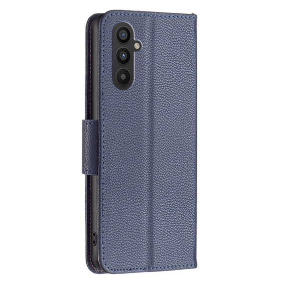 Etui z klapką do Samsung Galaxy A25 5G, Wallet Litchi Leather, granatowy + szkło 9H