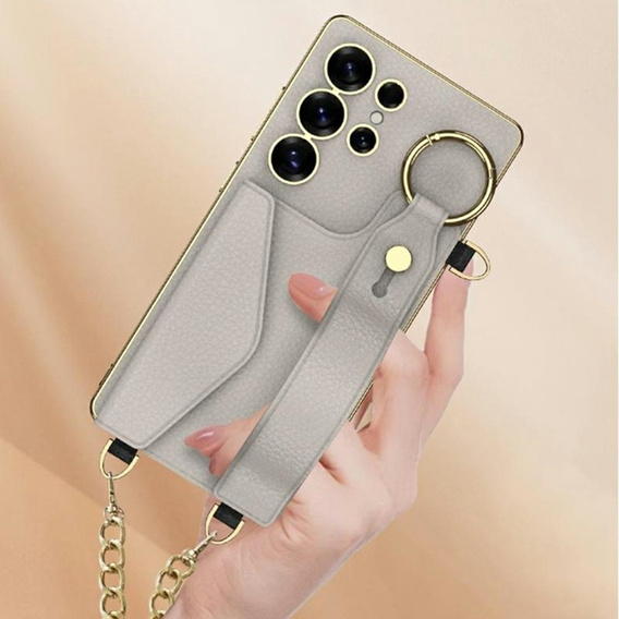 Etui GKK do Samsung Galaxy S25 Ultra z podstawką, kieszenią i paskiem – titanium grey