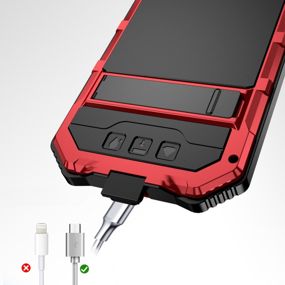Etui pancerne do iPhone 16E, R-JUST, czerwone