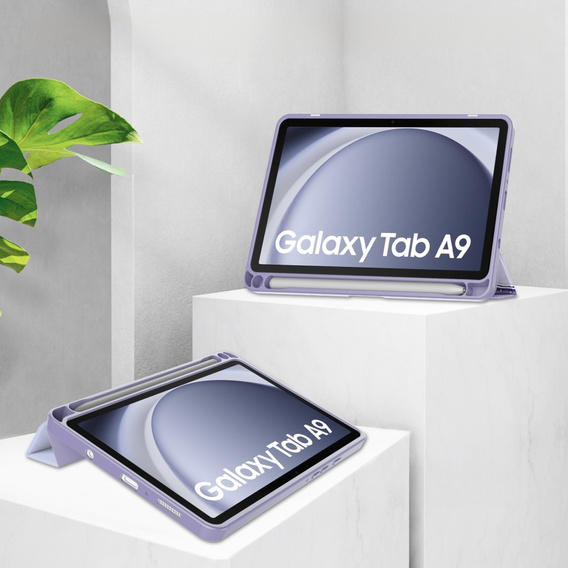 Etui Smartcase Hybrid do Samsung Galaxy Tab A9, z miejscem na rysik – fioletowe Marble