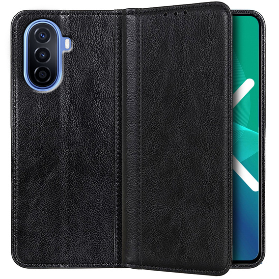 Etui z klapką do Huawei Nova Y70 4G, Split Leather, czarne