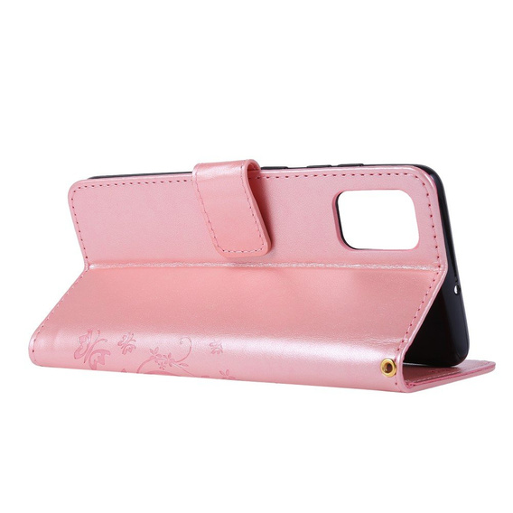 Etui z klapką do Samsung Galaxy A51, Butterfly, różowe rose gold