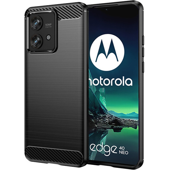 Etui do Motorola Edge 40 Neo, Karbon, czarne
