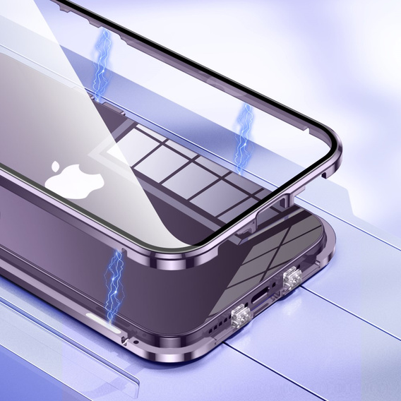 Etui do iPhone 15 Pro Max, Magnetic Dual Glass, fioletowe