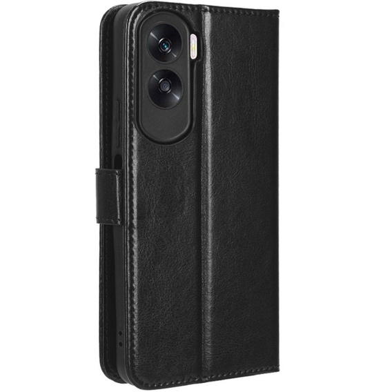 Etui z klapką do Honor 90 Lite 5G, Crazy Horse Wallet, czarne