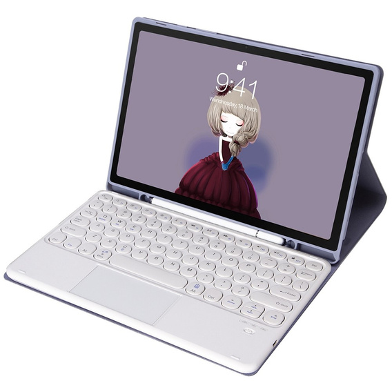 Etui z klawiaturą do Samsung Galaxy Tab S6 Lite 10.4" 2020/2022/2024, Touchpad Pen Slot, fioletowe