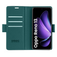 Etui do Oppo Reno 13, ERBORD Glossy Litchi, portfel z klapką, zielone