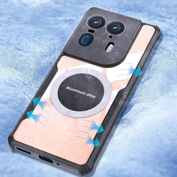 Etui do Motorola Edge 50 Ultra, z blaszką magnetyczne, przezroczyste / czarne