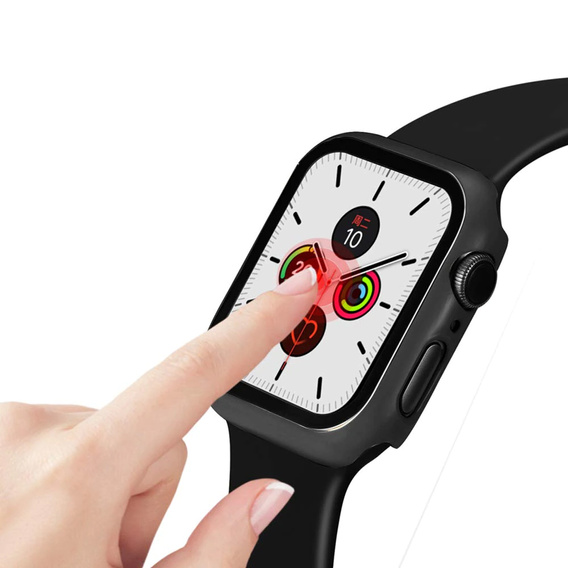 2w1 Etui + Szkło Hartowane do Apple Watch 4/5/6/SE 44MM, Czarne